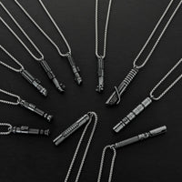 Saber X saber necklaces showing all 10 available hilt designs, sold individually